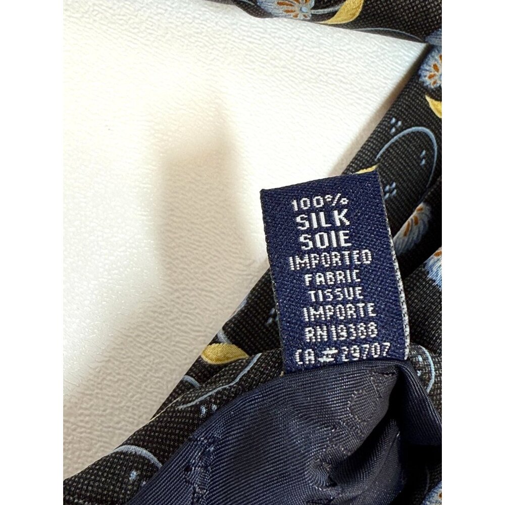 Nautica Mens Silk Floral Patterned Tie Dark Navy Old Money Academia Preppy‎ - Picture 4 of 9